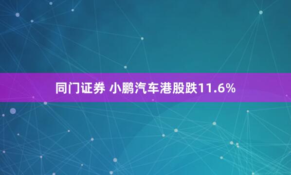 同门证券 小鹏汽车港股跌11.6%